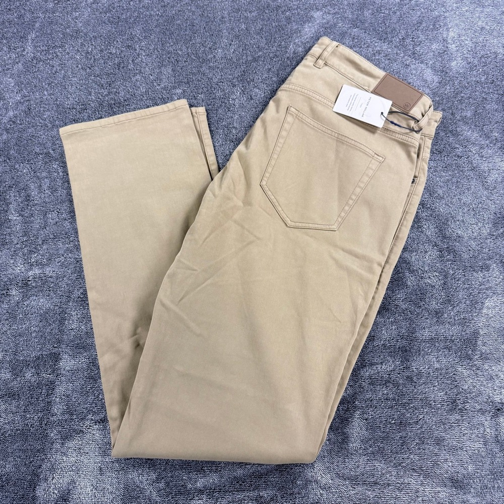 Peter Millar Crown Signature Sateen Classic Fit Pants Tan Khaki 34x32 NEW